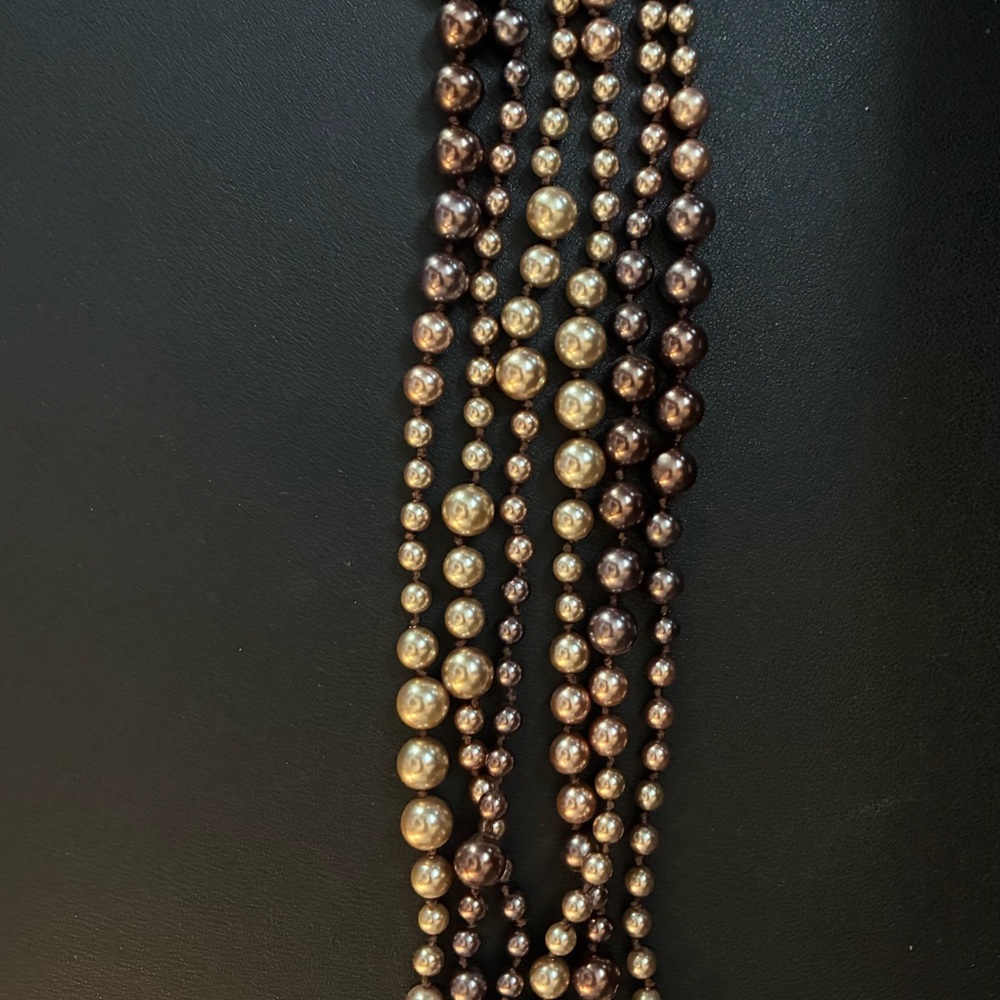 Cookie Lee Black and Cream Multi-Strand Necklace 36”long